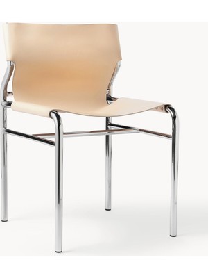 Haku Deri Yemek Sandalyesi – Krom Ayaklı, Zamansız Şıklık ve Konfor
