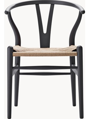 CH24 Wishbone Sandalye – Siyah Kayın, El Örgüsü Kağıt Ip Oturak