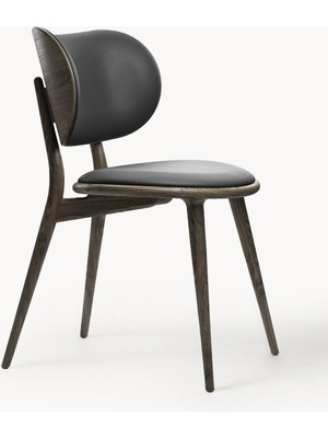 Rock Deri Sandalye - Bej, El Yapımı Meşe Ayaklı