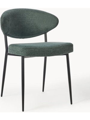 Adele Döşemeli Sandalyeler - Gri-Mavi, Minimalist (2 Adet)