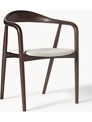 Angelina Ahşap Kollu Sandalye - Krem Minderli, Siyah Gövdeli, Fsc® Sertifikalı