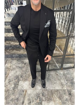 Sivri Yaka Keten Takım Elbise