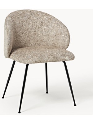 Luisa Kadife Sandalye Seti (2’li) – Açık Bej, Altın Renkli Metal Ayaklı, 30.000 Martindale
