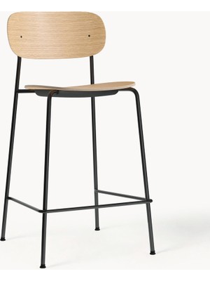 Co Metal ve Ahşap Bar Taburesi – Koyu Ahşap Oturaklı, Siyah Metal Ayaklı