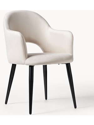 Rachel Kadife Koltuk: Açık Gri, Retro Tarz, Siyah Mat Ayaklar
