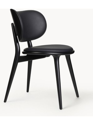 Rock Deri Sandalye - Siyah, El Yapımı Koyu Meşe Ayaklı