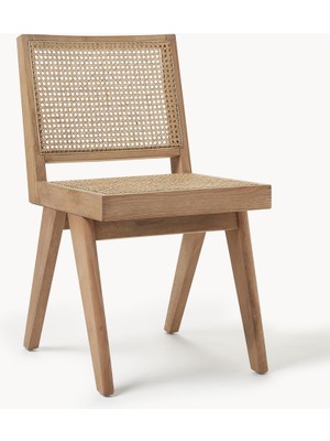 Sıssı Ahşap Sandalye – Zarif Rattan Detaylı, El Yapımı Retro Tasarım