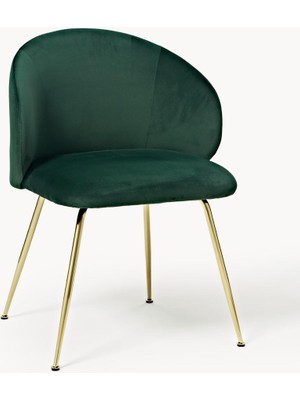 Luisa Döşemeli Sandalye Seti (2’li) – Taupe & Bej Kumaş, Siyah Metal Ayaklı
