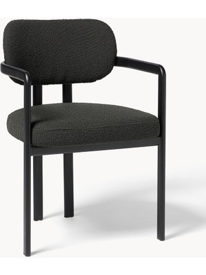 Adrien Bouclé Kollu Sandalye - 3 Ayaklı Tasarım, 100.000 Martindale, Modern Siyah