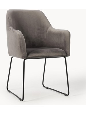 Isla Krem Kadife Kollu Sandalye – Modern ve Şık Tasarım