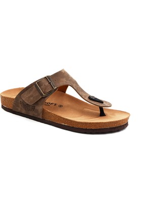 Fly Soft Mıkanos S903 Poli Hafif Taban Tokalı Erkek Terlik Açık Kahve