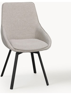 Alison Döner Döşemeli Sandalye - Bej Kumaş, Ofis ve Yemek (2 Adet)