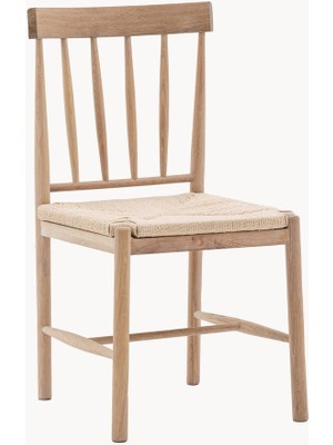 El Yapımı Eton Kayın Sandalyeler 2'li Set – Vernikli Ahşap & Hasır Örgü