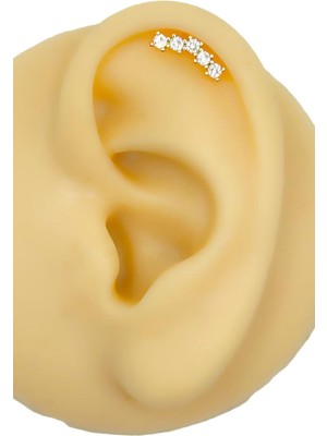 Cerrahi Çelik Piercing Beş Taşlı Kıkırdak Helix Tragus Piercing (1ADET) -V2