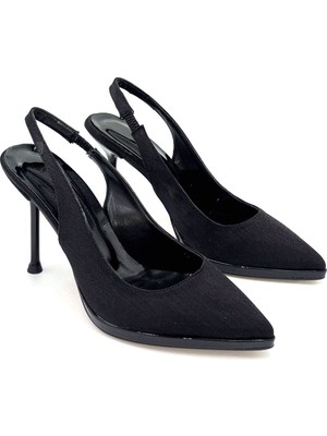 Kindep Zizi Burbu Kapalı Arkası Açık Topuklu Kadın Ayakkabı Siyah