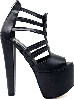 Kindep Yüksek Topuklu (18 Cm) Platform (7 Cm) Kadın Ayakkabı Siyah