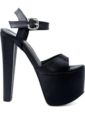 Kindep Yüksek Topuklu (18 Cm) Platform (7 Cm) Kadın Ayakkabı Siyah