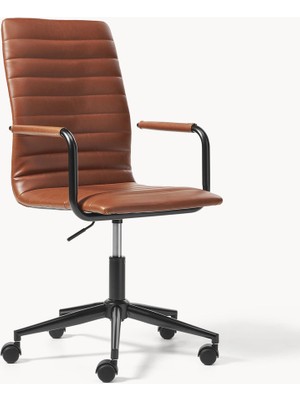 Winslow Suni Deri Ofis Sandalyesi: Siyah, Yüksekliği Ayarlanabilir
