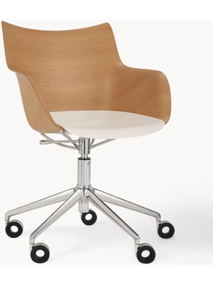 Q/wood Ofis Sandalyesi - Ayarlanabilir, Döner, Krom Detaylı