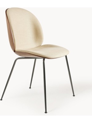 Beetle Suni Deri Sandalye - Zeytin Yeşili, Ahşap Oturaklı