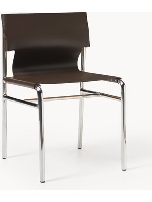 Jordan Deri Sandalye - Koyu Mavi, Krom Ayaklı Modern Tasarım