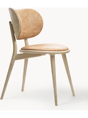 Rock Deri Sandalye - Siyah, El Yapımı Koyu Meşe Ayaklı