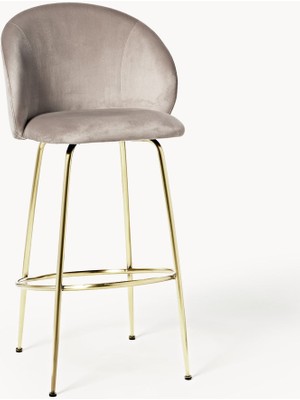 Luisa Kadife Bar Taburesi: Taupe Rengi, Parlak Altın Ayaklar, Çok Yönlü
