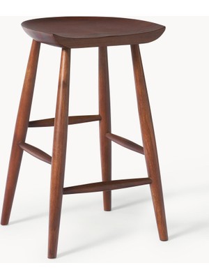 Nino Mango Ağacı Tezgâh Taburesi – Country Tarz, Açık Renk Masif Ahşap, Hazır Kurulum