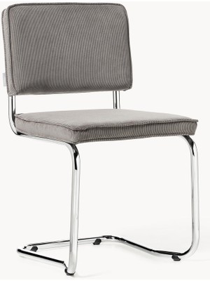 Kink Cord Kumaş Freischwinger Sandalye Seti (2 Adet) - Krom Ayaklı, 40.000 Martindale