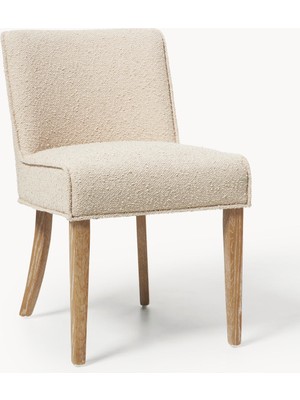 Tarnby Döşemeli Sandalye Seti (2 Adet): Açık Bej, Koyu Ahşap Ayaklı
