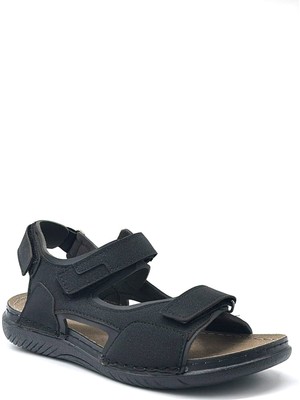 Kindep Carlaverde Çift Bant Confort Erkek Sandalet Siyah