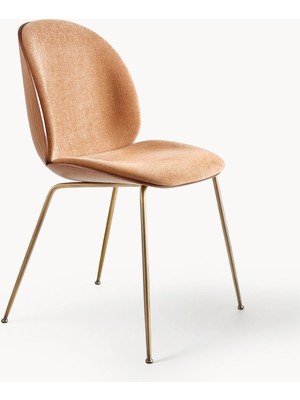 Beetle Suni Deri Sandalye - Zeytin Yeşili, Ahşap Oturaklı