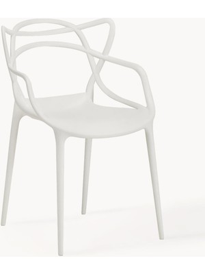 Kartell Masters Sandalye Seti (2 Adet): Beyaz, Istiflenebilir
