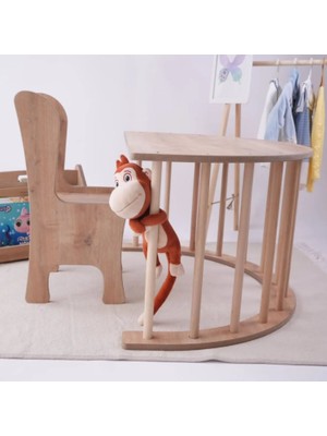 Reyo Sincap Montessori Pikler Aktivite ve Oyun Masası, Kaydıraklı Tırmanma Seti ve Sandalye