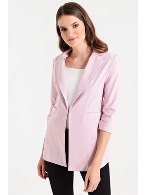Jument Kapri Truvakar Kol Süs Cepli Kopçalı Ofis Blazer Kumaş Ceket-K.pembe