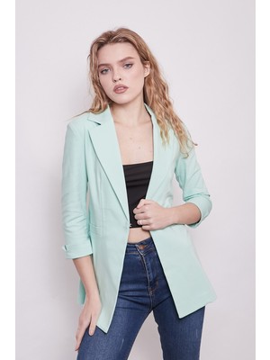 Jument Kapri Truvakar Kol Süs Cepli Kopçalı Ofis Blazer Kumaş Ceket-A.mint