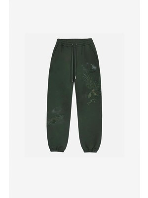 Organic Cotton Yeşil Green Hawk Sweatpant - Rahat Kesim, Makine Yıkanabilir