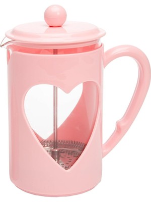 Kalp Tasarımlı French Press 1 L, Cam, Paslanmaz Filtreli, Isıya Dayanıklı