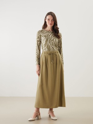 Lc Waikiki Yeni Sezon Beli Lastikli Keten Gorunumlu Etek - S5K169Z8