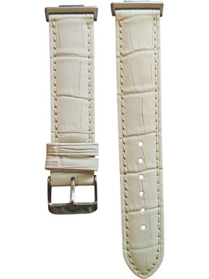 Huawei Watch Fit 2 Uyumlu Hakiki Deri Kordon Kırık Beyaz