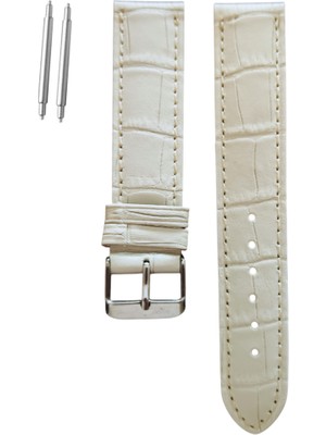 20 mm Universal Hakiki Deri Kordon Kırık Beyaz