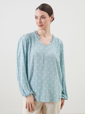 Lc Waikiki Yeni Sezon V Yaka Desenli Kadin Bluz - S5IL93Z8