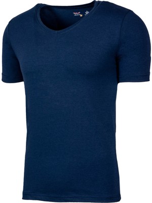 Bsm Erkek Likralı Kısa Kol V Yaka T-Shirt 55023