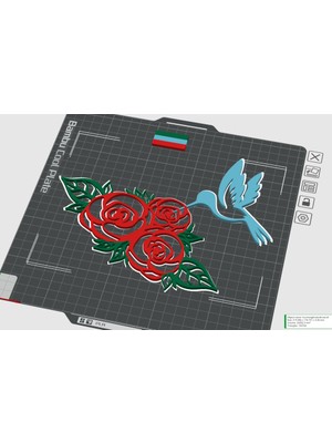 BYR  Bir Sinek Kuşu ile Güller (Sadece Plastik Aparattır) 3D