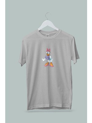 Maki Home Kız Çocuk Daisy Duck Baskılı Beyaz Gri Siyah Tshirt 5 6 7 8 9 10 11 12 13 14 Yaş Disney Miki Mouse