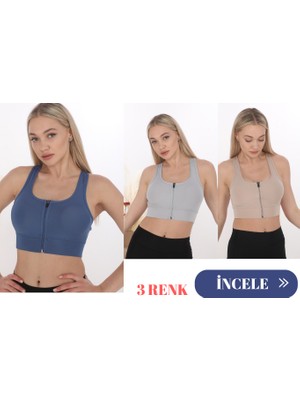 3 Lü Form Angel Kadın Geniş Akılı Fermuarlı Crop Büstiyer