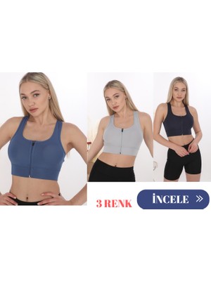 3 Lü Form Angel Kadın Geniş Akılı Fermuarlı Crop Büstiyer