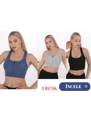 3 Lü Form Angel Kadın Geniş Akılı Fermuarlı Crop Büstiyer