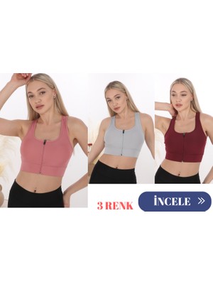 3 Lü Form Angel Kadın Geniş Akılı Fermuarlı Crop Büstiyer