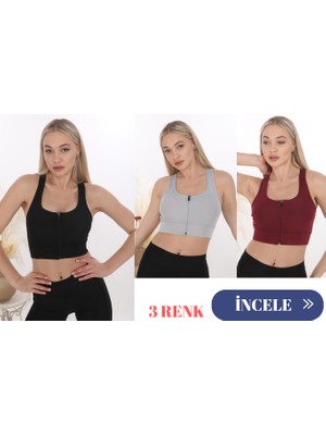 3 Lü Form Angel Kadın Geniş Akılı Fermuarlı Crop Büstiyer